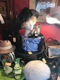 Assorted Womens Clothing And Accessories ~ Dresses, Blouses, Coats, Hats, Gloves , Scarves, Hatboxes, Purses And Shoes