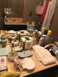 Assorted Linens And Bathroom Items
