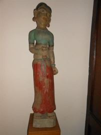 Carved Burmese Goddess, 28" tall