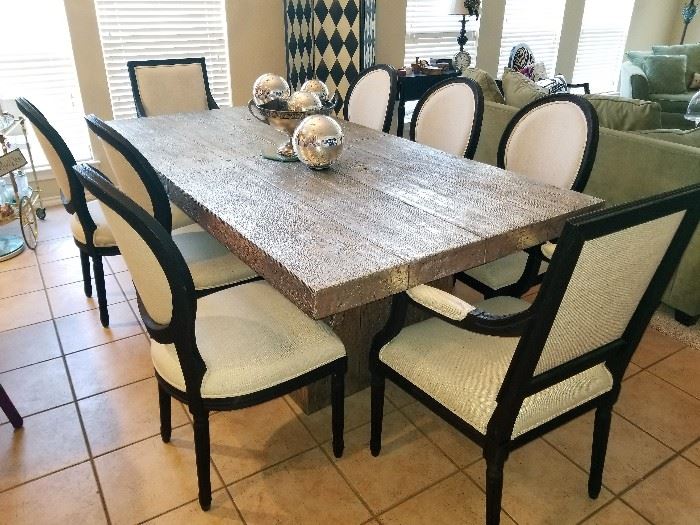 STUNNING / VERY UNIQUE "Silver" MCM Dining room table with 8 chairs
