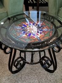 Very pretty  Iron & Mosiac Glass table LIGHTS UP !!!!
