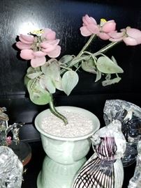Asian Jade * Rose Quartz Flowers