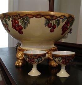 Limoges punch bowl and cups