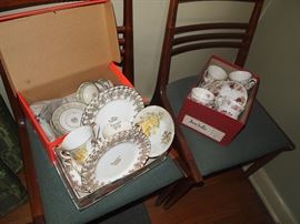 Lots of teacups and saucers