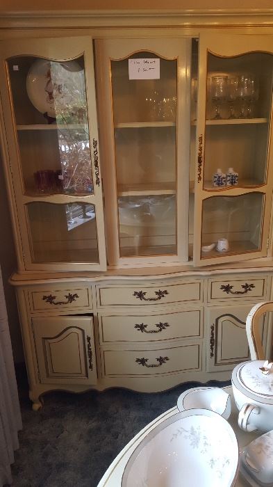 French Provincial Glass Front China Cabinet