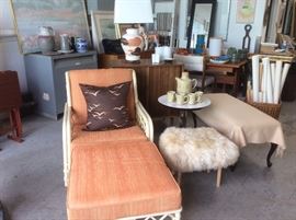 Ficks and Reed bamboo lounge chair with ottoman