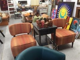 Contemporary orange slipper chairs