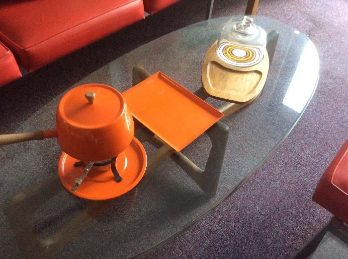 Orange fondue set