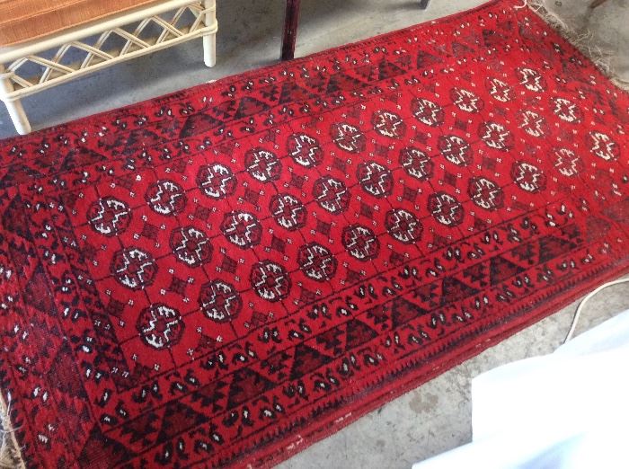 Red Persian rug, different pattern than previous picture, 6.5x3.5 is missing some of the fringe