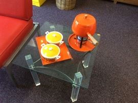 Orange fondue set