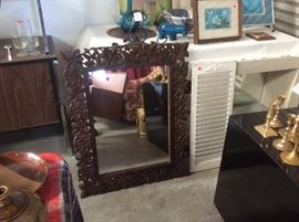 Carved wood mirror