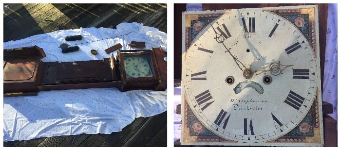 W. Stephenson of Dorchester long case grandfather clock parts, as is. 
