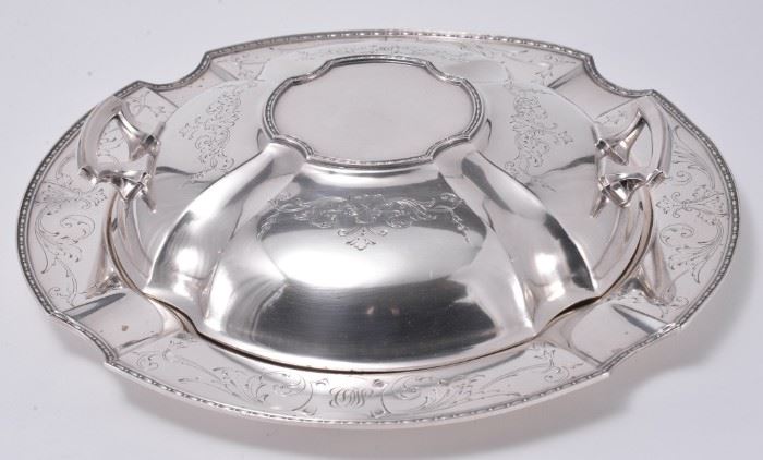Lot 5: Silverplate Dish and Platter w/Lid

