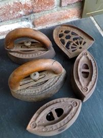 Antique irons and stands