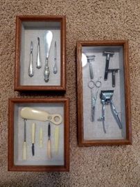 Collectibles in shadow boxes