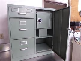Metal filing cabinet with safe