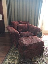 Upholstered chair and ottoman