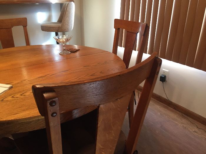 Solid Oak Round Table & Chairs