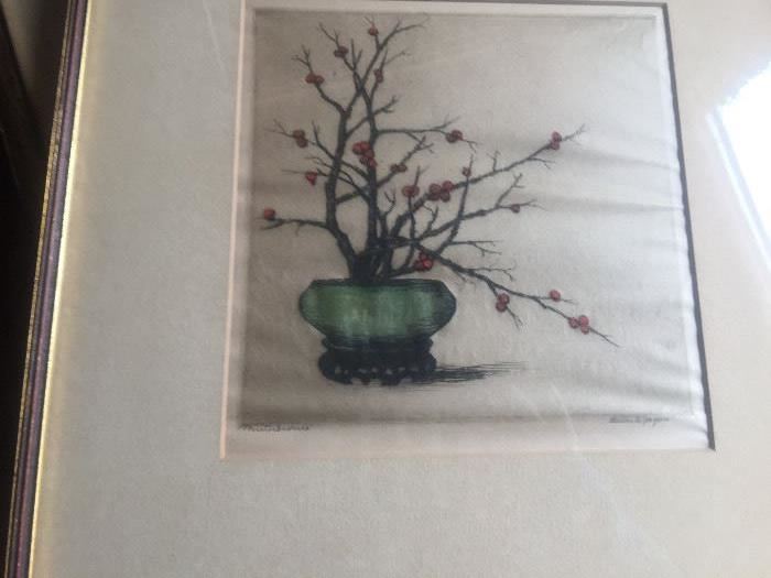 Hand-colored Drypoint on Paper by Bertha E Jacques Noted Artist 1839-1905