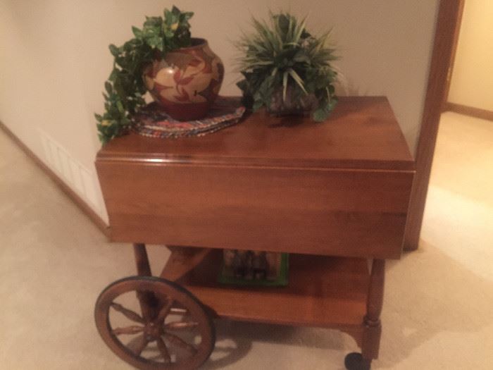 Vintage Solid Maple Drop-leaf Tea Cart
