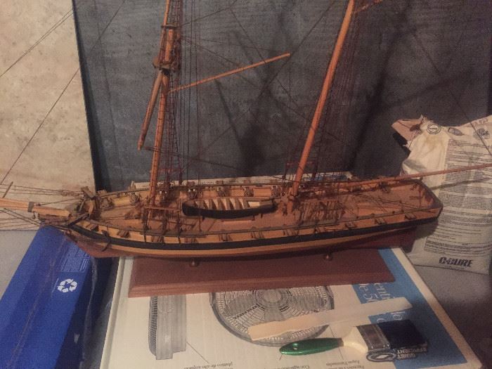 Vintage Handcrafted Wood Ship