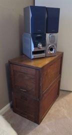 vintage wood file cabinet