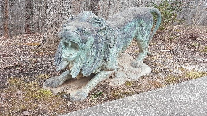 Bronze Pair of Life Size Lions