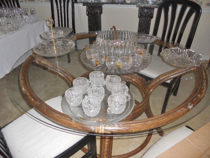Crystal punch bowl and cups