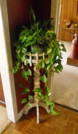 White wooden plant stand