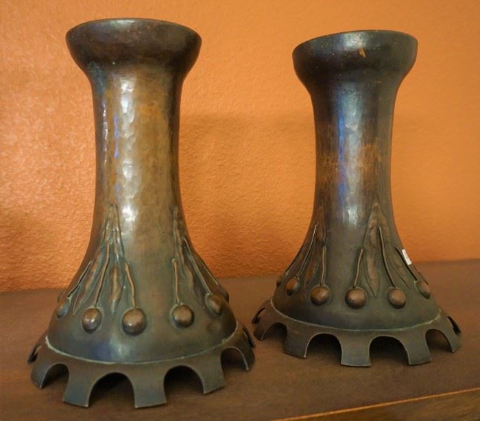 Pair of early 20th-century copper vases