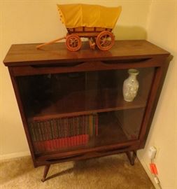 Beautiful Danish Mid Century Double glass slider curio cabinet.