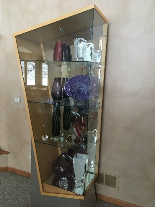 unique asymmetrical curio cabinet