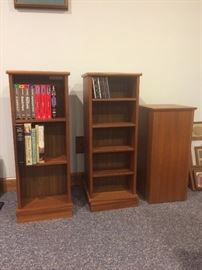 teak pedestals and short book- display cases -- we have several throughout the house 