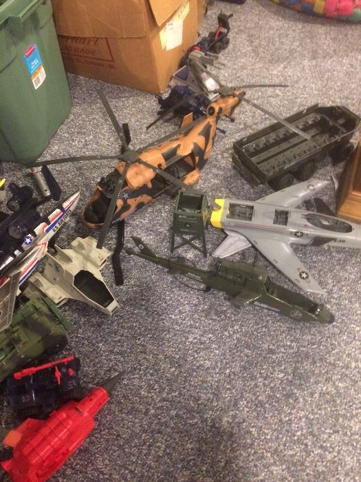 GI Joe aircraft and military truck toys