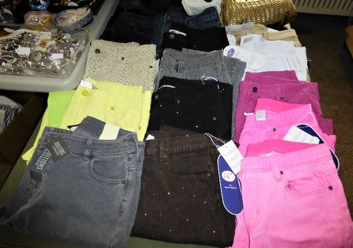 Jeans in many colors.