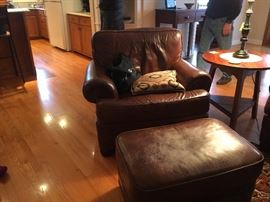 Hancock and Moore chair and ottoman