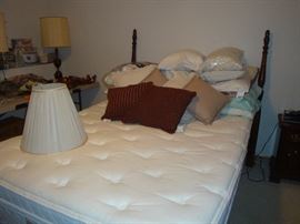 Queen Sleep number bed, Penn. House headboard, Bed pillows, throw pillows