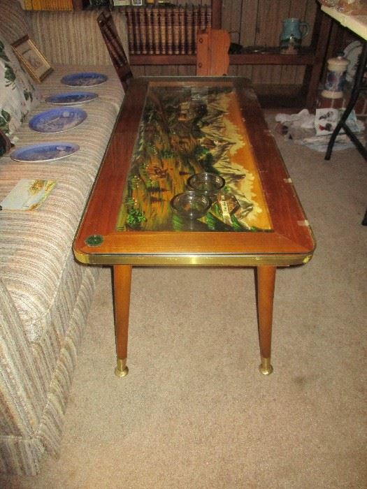 Hand-carved German Black Forest coffee table, circa 1969.