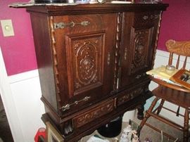 Sideboard that matches the breakfront. German, Hand-carved. Circa 1969.
