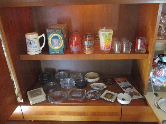 Ashtray collection housed in the entertainment center