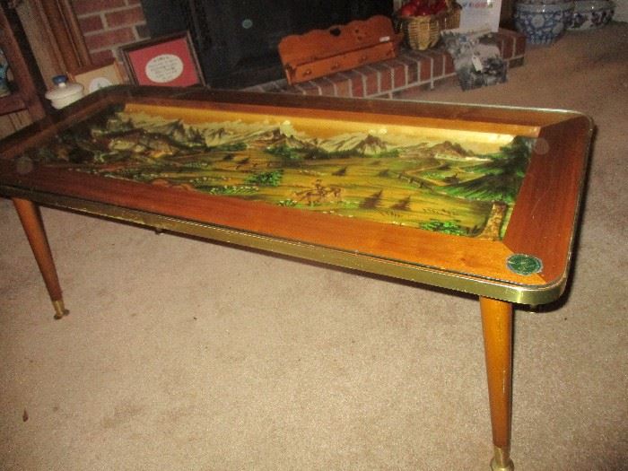 Black Forest carved wood coffee table.  Circa 1969.  Purchased in Germany.