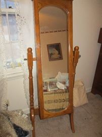 Stand alone mirror that also is a jewelry armoire.