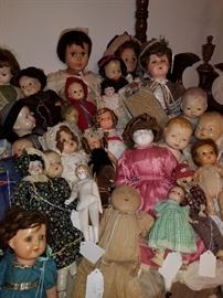 more dolls, composition, cloth and others