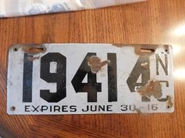 Porcelain 1916 N.C. License Plate
