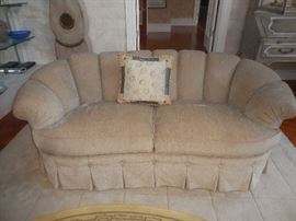 One of two custom upholstered