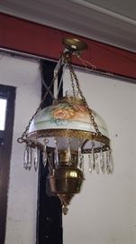 48 Victorian Hand Painted Hanging Lamp