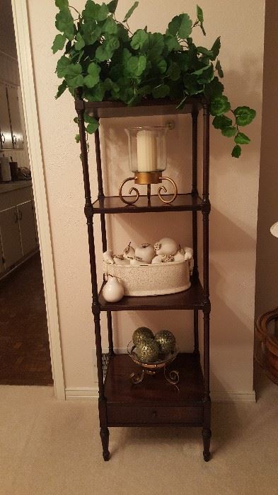 Beautiful 4 tiered shelf and decorations