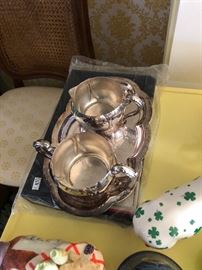 Silver plate cream and sugar