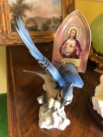 German Porcelain Hutchenreuther Blue Jay Bird Figurine
