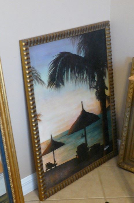 Large beach scene by Lee Reynolds $225 Listed artist 